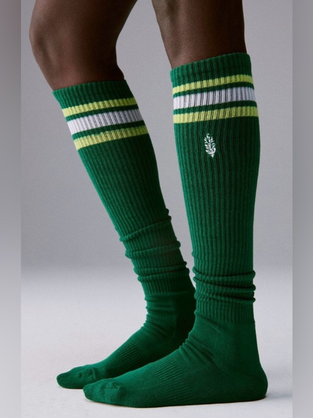 Free People Movement ~ Knee High Logo Stripe Socks ~ Green/Verde * NWT - Picture 15 of 16